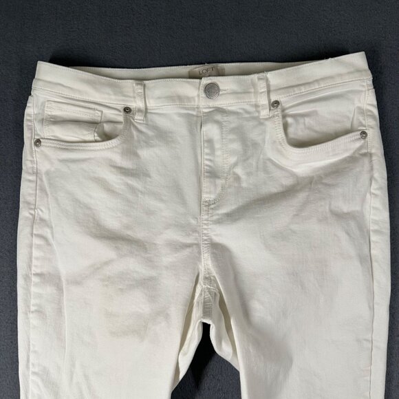 Loft Outlet Womens 12P White Skinny Ankle Cropped Cotton Blend Jeans - Picture 3 of 12